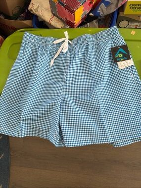 Kanu Surf Men’s Light Blue Gingham Swim Trunks NWT Size XXL